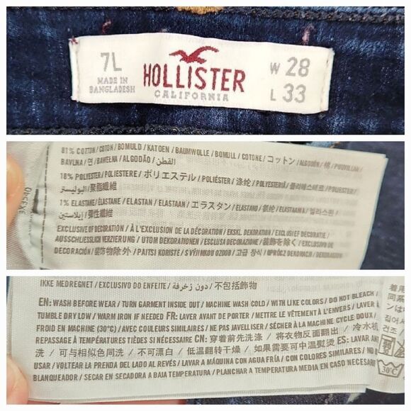 🐞Hollister Dark Blue Long Length Skinny Jeans Size 7/29 Long - Picture 12 of 12